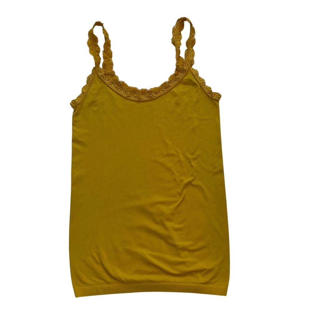 NY & Co Mustard Yellow Lace Strap Camisole, Stretch, Coquette, Size XS